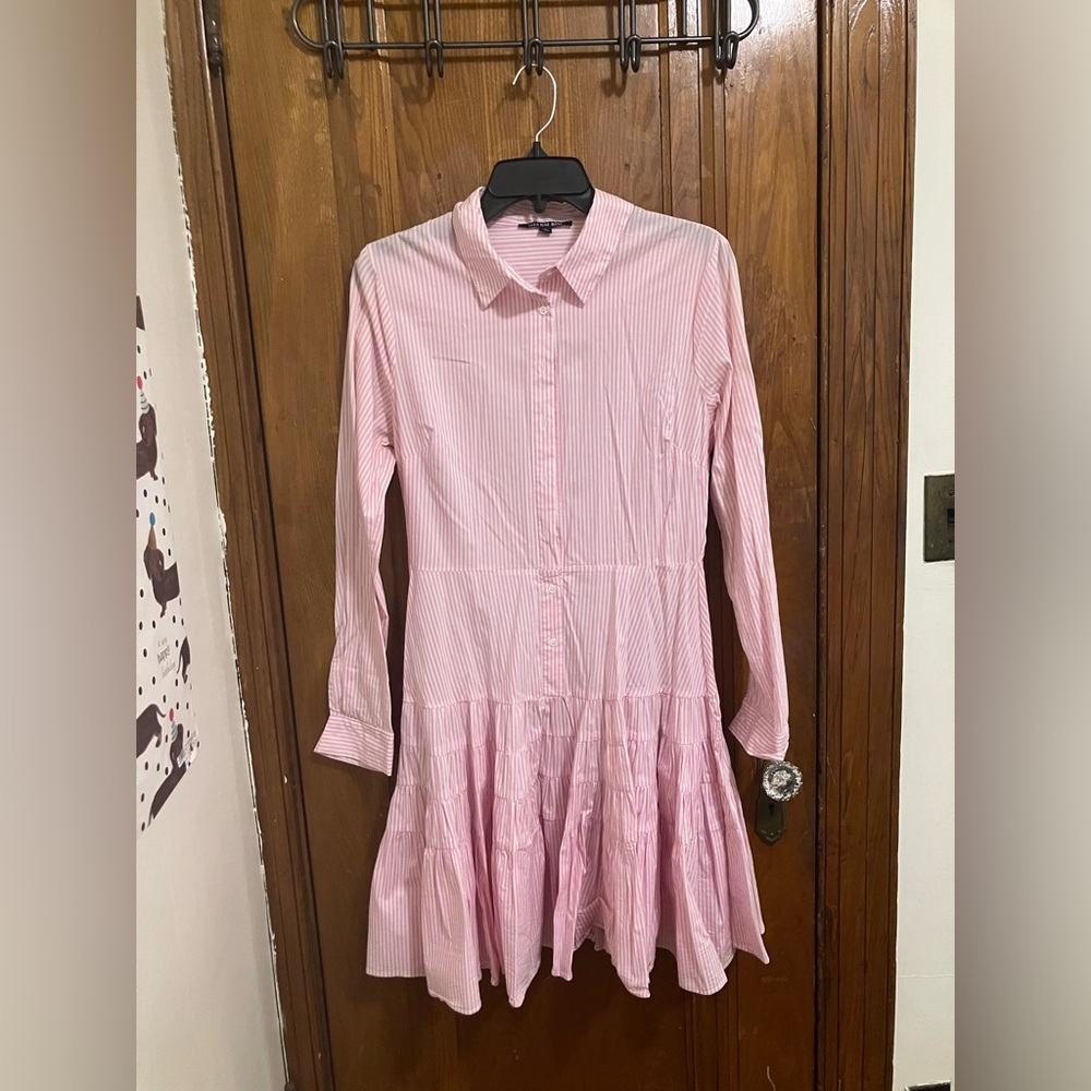 Pink and white striped schoolgirl dress